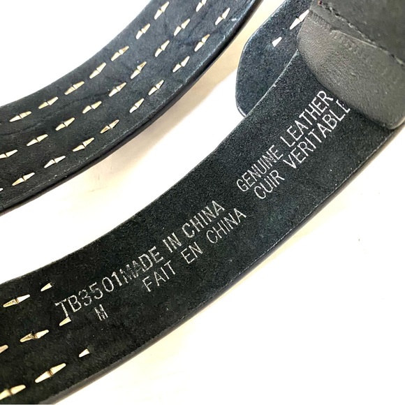 Y2K Vintage Punk Mall Goth Emo silver metal triple row pyramid studded Belt - Picture 7 of 7